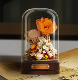 Building Blocks Flower Music Box, Valentine's Day Gift, Assembled Toys