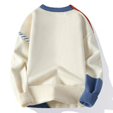 Men’s Colorblock Knit Sweater – Winter Fashion Long Sleeve Raw Look Oversized Pullover