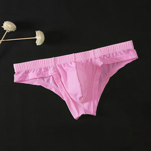 Men's Ice Silk Briefs, Breathable Panties, Male Bikini, Solid Low Waist Soft Seamless Underwear