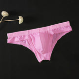 Men's Ice Silk Briefs, Breathable Panties, Male Bikini, Solid Low Waist Soft Seamless Underwear