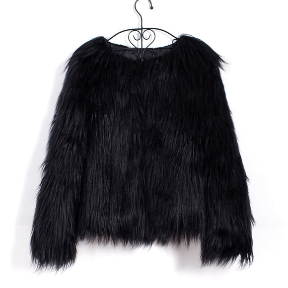 Autumn Winter Faux Fur Jacket Coat, Casual Solid Long Sleeve Outerwear Tops, Plus Size Warm Women's Faux Fur Coats