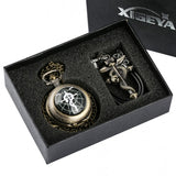 Retro Tone Full-metal Alchemist High Grade Gifts Sets Pocket Watch Cosplay Edward Erich Anime Japan Anime Necklace Clock