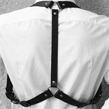 Men Women Black Faux Leather Brace Gothic Body Bondage Belt Adjustable Harness Strap Belts Fashion Cowboy Style