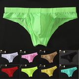 Men's Ice Silk Briefs, Breathable Panties, Male Bikini, Solid Low Waist Soft Seamless Underwear
